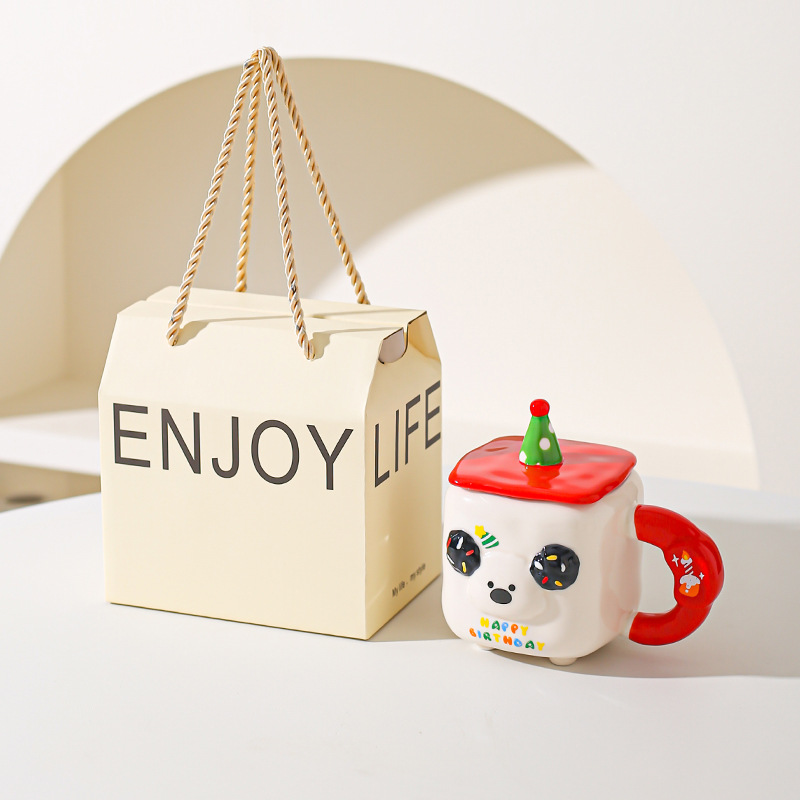 Caricatura encantadora, taza de animales, regalo de cumpleaños, taza de cerámica, taza de desayuno de leche casera