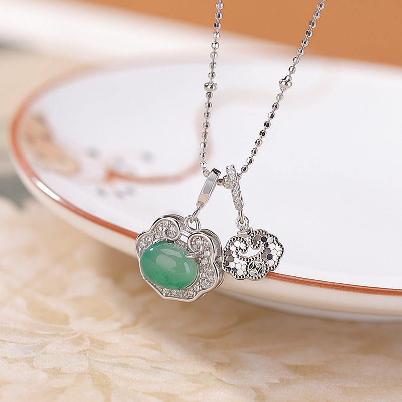 Mặt dây chuyền bạc S925 mạ vàng hình trứng mì Châu Phi phong cách đơn giản — Dây chuyền vàng