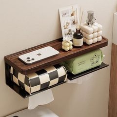 ウォールナットバスルームトイレットペーパーボックスバスルームトイレットペーパーボックスパンチフリーハンドウォッシュラックトイレットペーパーボックス