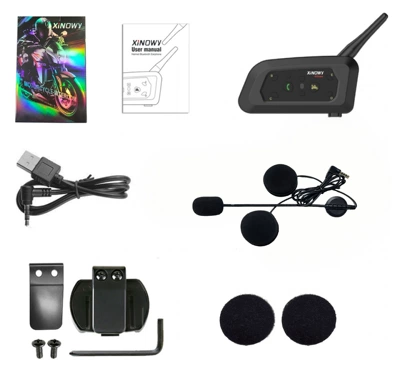 Xinowyv6Pro Motorcycle Helmet Bluetooth Headset 2-Person Intercom Helmet Intercom 3.5Mm/Typec Interface (Motorcycle Helmet Headset) - xinoy-v6-pro-35mm-interface-single-package-new-version