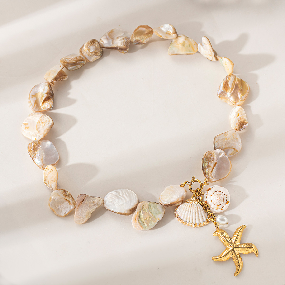 Tena collar de concha europeo y americano dulce y fresco estilo chica caliente concha marina natural viento de playa estrella de mar collar de cadena de clavícula