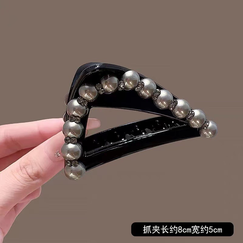 삼각 비즈 큐빅 블랙 - 약 8cm