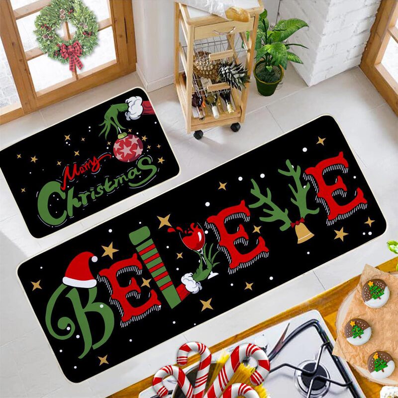 クロスボーダー TEMU Amazon クリスマス フロアマット セット ホーム キッチン 滑り止め、耐摩耗性、お手入れが簡単なフロアマットは、代理店として発送できます|undefined