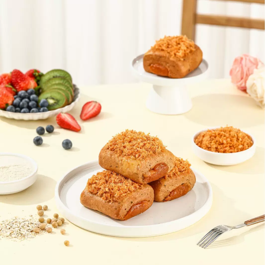 现货工厂直发高蛋白香葱肉松卷低糖低脂健身咸味代餐面包