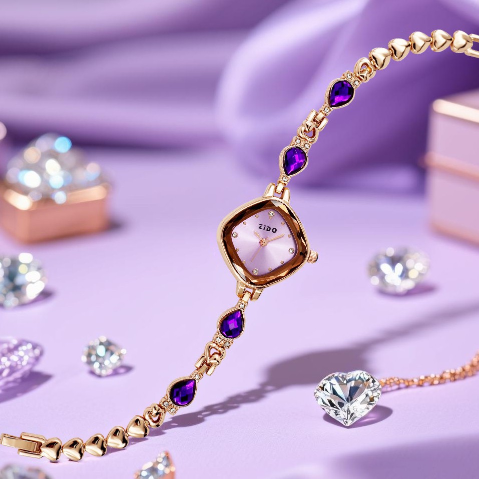 Hot Selling Fashionable Women's Watch Diamond Square Rhombus Quartz Watch Water Drop Diamond Women's Watch Bracelet Model Ready for Wholesale Delivery