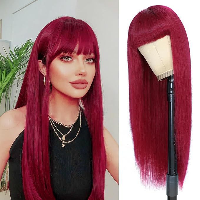 Pelucas europeas y estadounidenses transfronterizas, cabello largo y recto, frases, uso diario de cabello largo y recto natural para modificar la cara. image 6