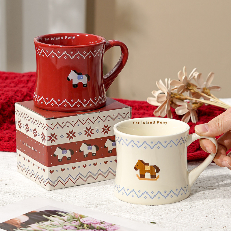 Year of the Horse Ceramic Couple Mugs Cute Little Horse 2026 New Model Breakfast Cups Office Simple Design Niche Style