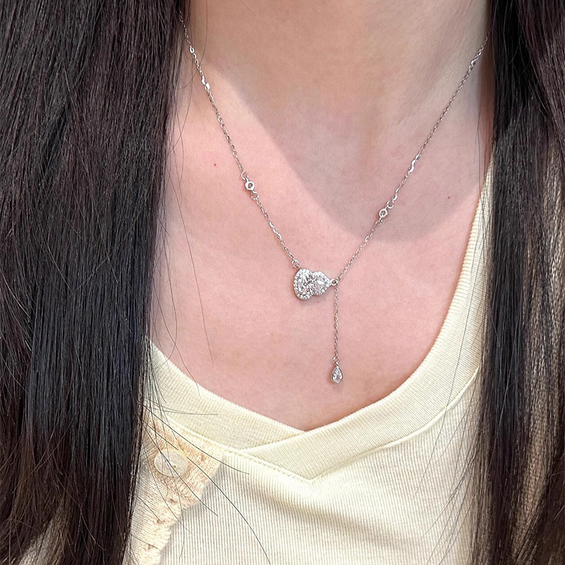 Tich S925 スターリングシルバー絶妙な点滅ひょうたんネックレス女性のための新しい中国風のライト高級フーリータッセル気質鎖骨チェーントレンド|undefined