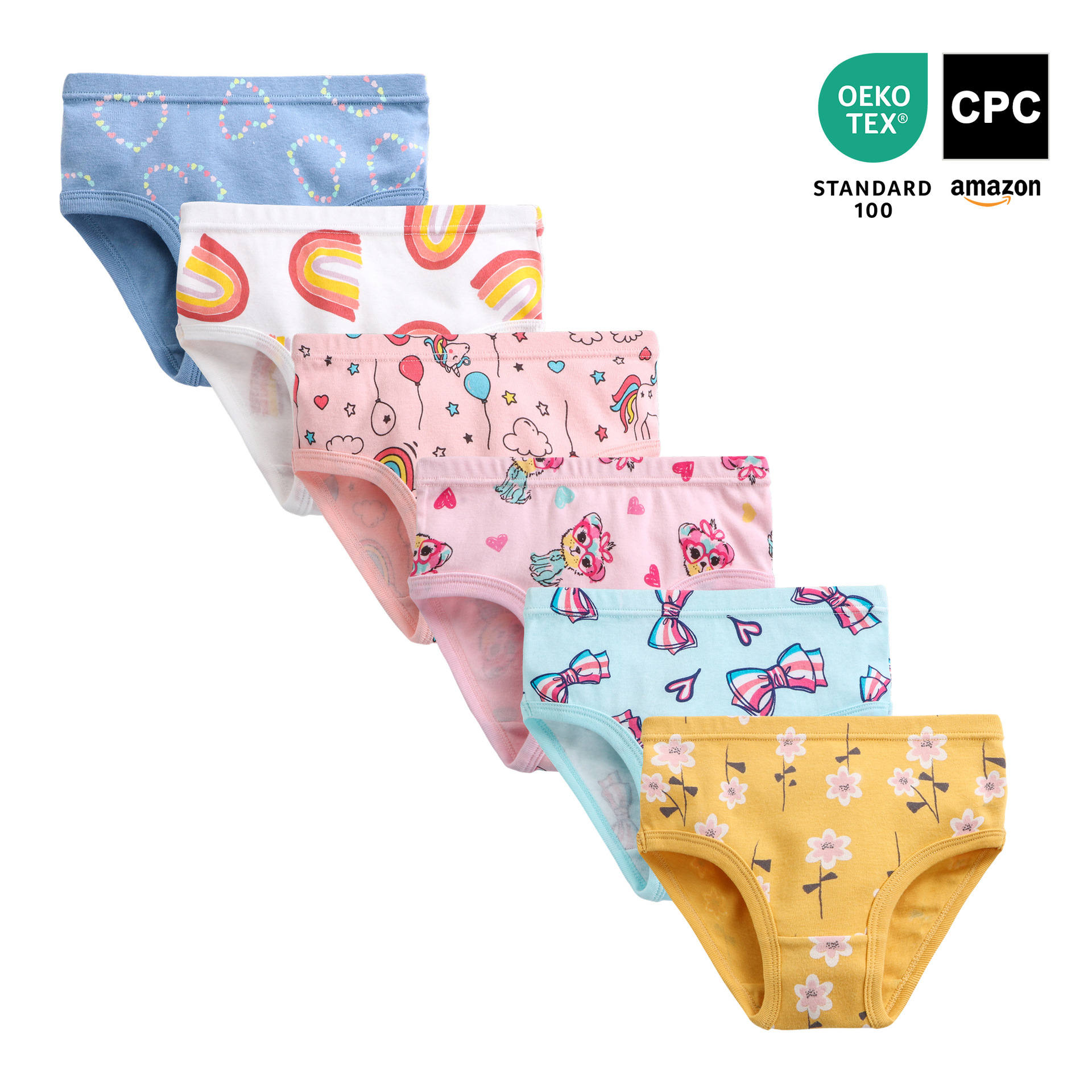 Children's Underwear Pure Cotton Baby Triangle Shorts Cartoon Print 100% Cotton Cross-Border Cpc Certified Girls' Underwear