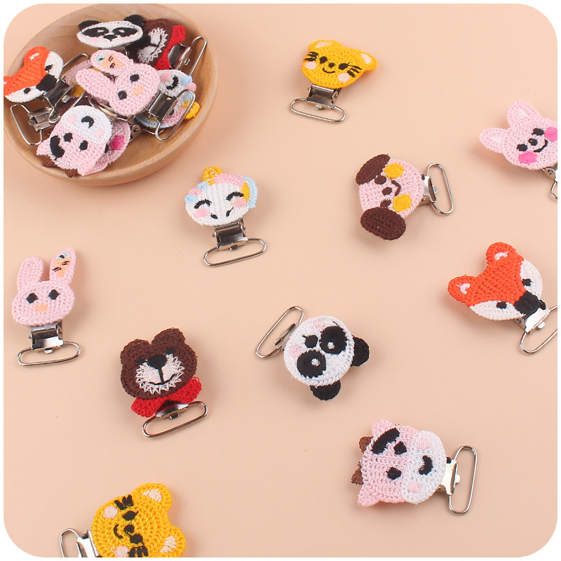 Bebé suministros nuevo ganchillo DIY animal Panda chupete clip bebé conejo clip pezón anti-gota cadena Accesorios
