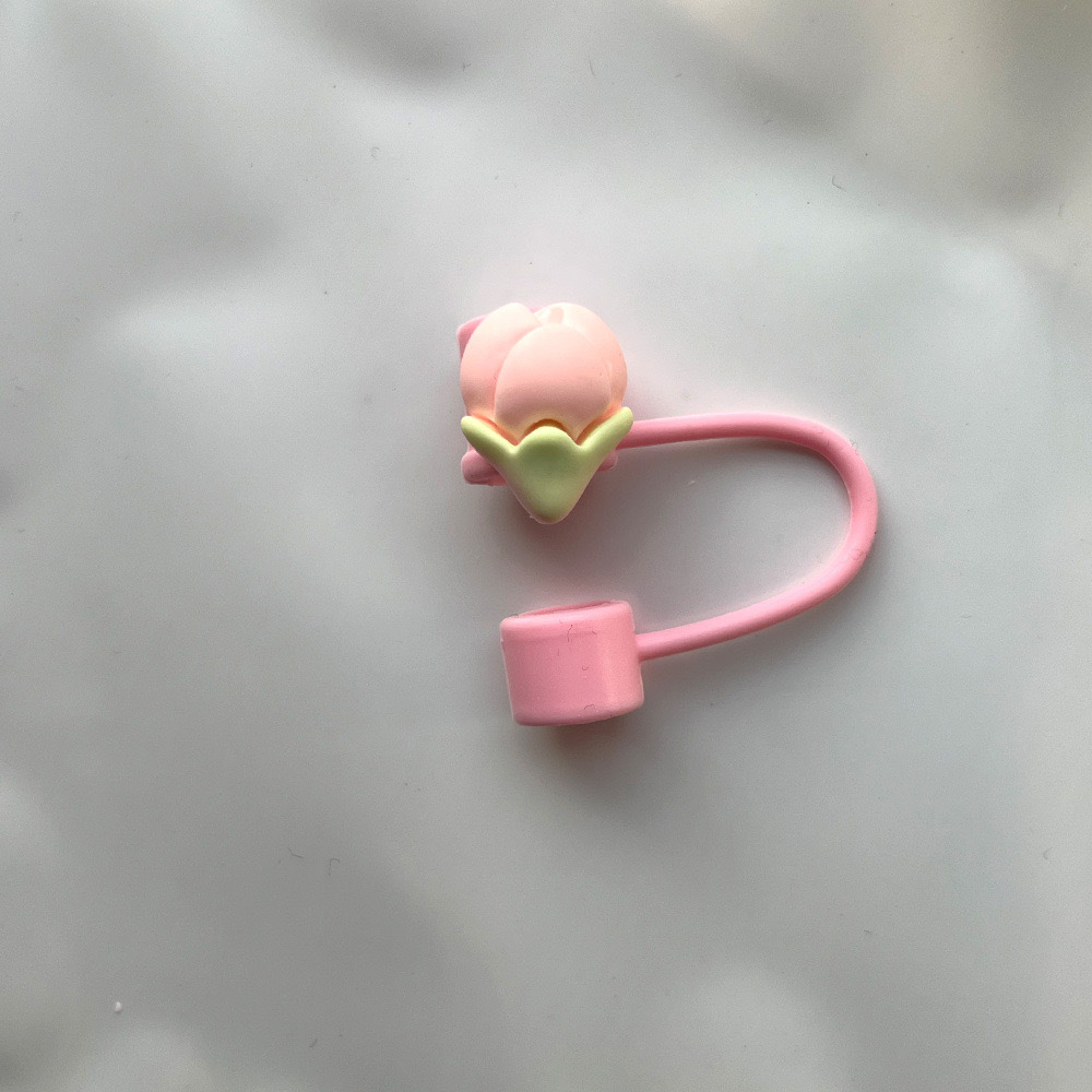 Nuevo cross-border cerezo silicona mangas de paja tapa de paja de vidrio flor serie de tapón de paja de polvo