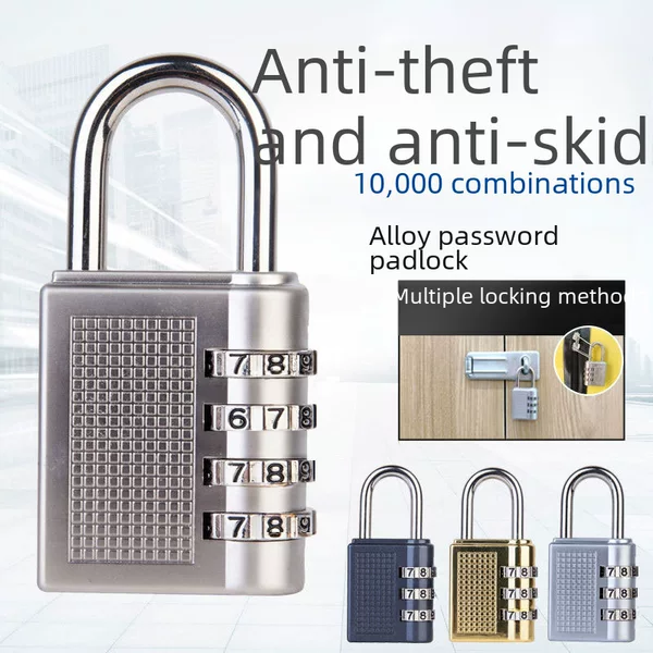 in stock 4 digit combination lock padlock gym warehouse door anti-theft lock metal outdoor large wardrobe padlock
