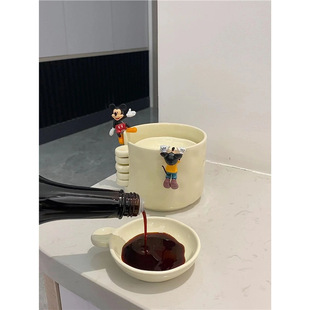 Mickey Cream Style Dipping Saucer Ceramic Handle Hand-Pinch Storage Jar Set Sauce Hot Pot Barbecue Dipping Seasoning Saucer