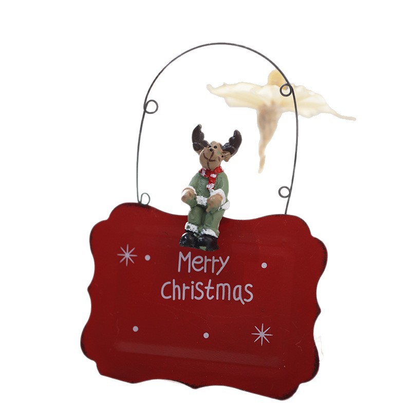 Nuevos productos transfronterizos mini hierro forjado Feliz Navidad etiquetas decoraciones de Navidad puertas colgando árboles colgando props