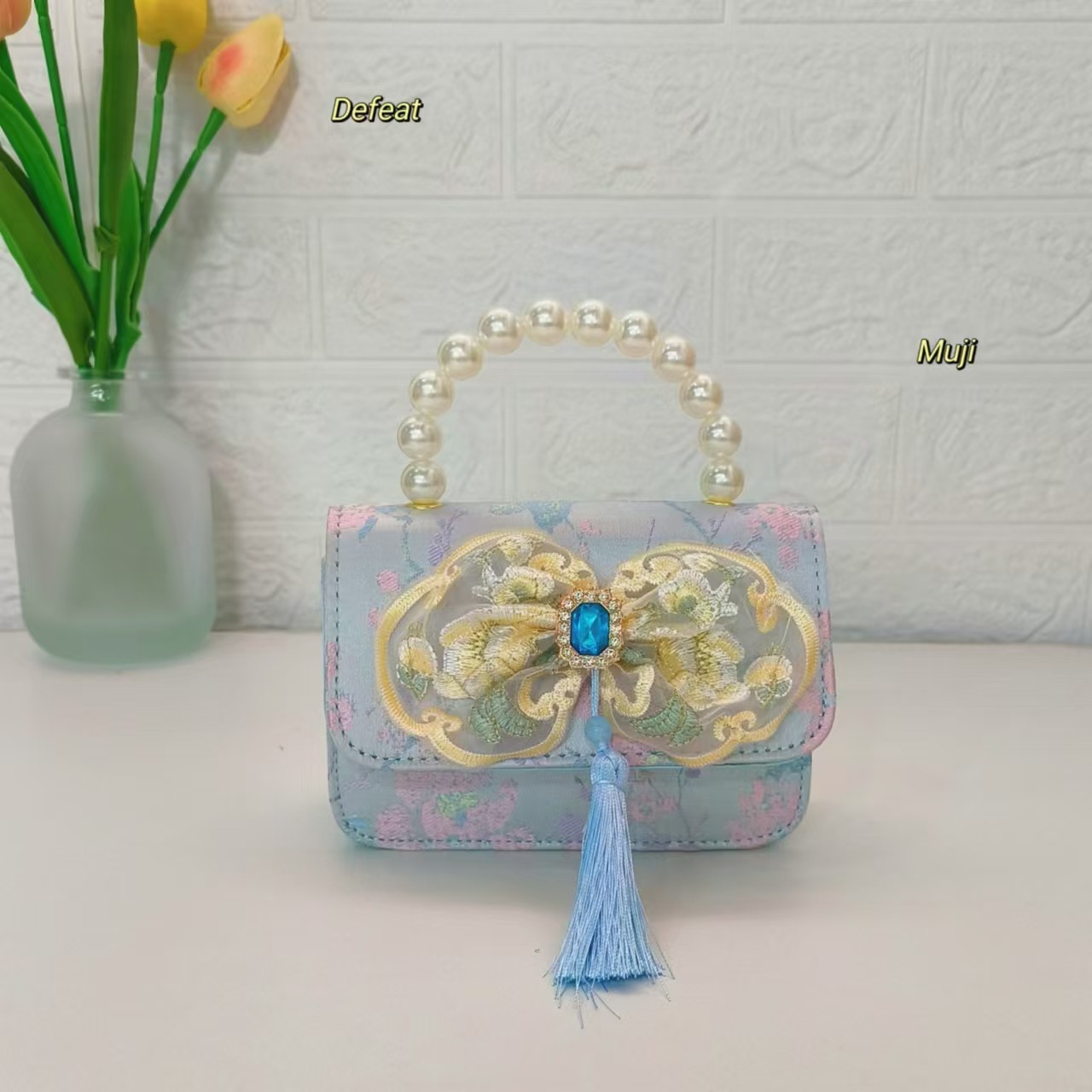Nuevo estilo chino bolso infantil bolso de perla bolso de mano niña pequeña bolso de cambio accesorios bolso de cadena bolso de arco bolso pequeño
