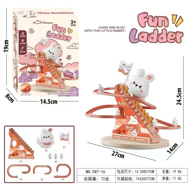 587-36 Little rabbit climbs stairs