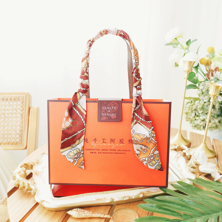 新款通用500克阿胶糕包装盒红色手提袋250克阿胶糕纸盒礼品盒