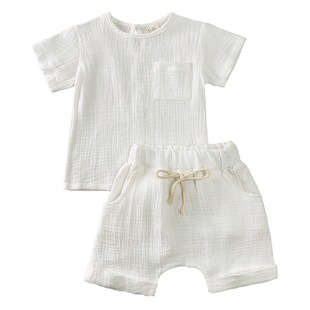 2024 Summer new boys and girls suit cotton children suit children's two-piece set infant suit wholesale