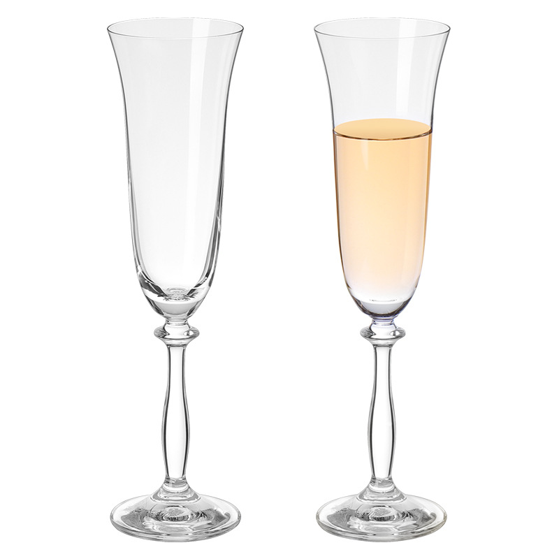 Ventaje de alto valor simple de importación checa sin plomo cristal taza de champagne taza de pies altos taza de champagne europea en forma de tulipan