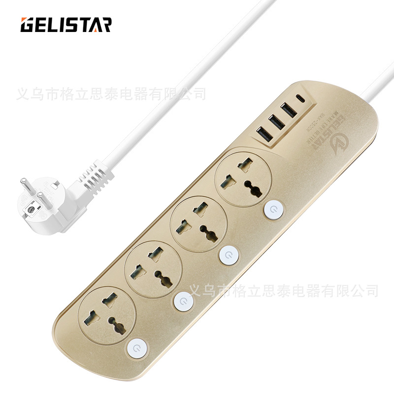 接线板拖线开关插座国际万能孔排插拖线板插板外贸插座插排