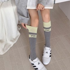 25秋冬新款袜子女SPORT运动小腿袜高弹力微压瘦腿休闲简约棉袜