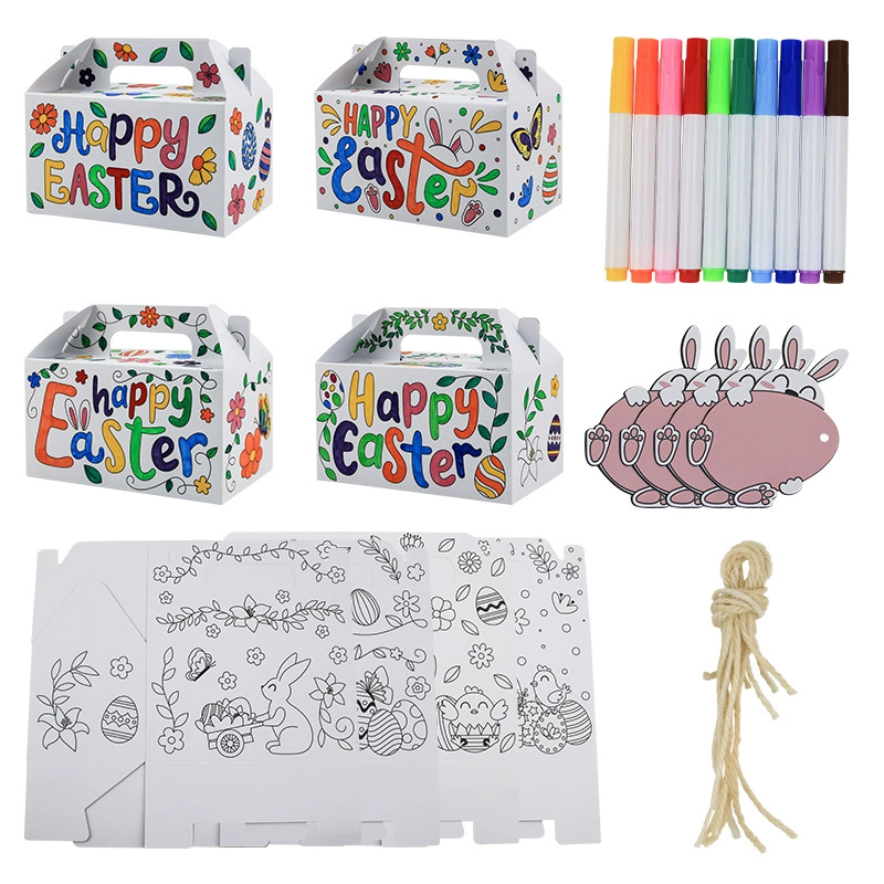 Пасха DIY подарочная коробка с акварельной ручкой для украшения вечеринки закуски конфеты коробка для упаковки