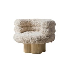 北欧摩登复古棉花糖网红单人沙发椅奶油风实木羊羔绒设计师休闲椅