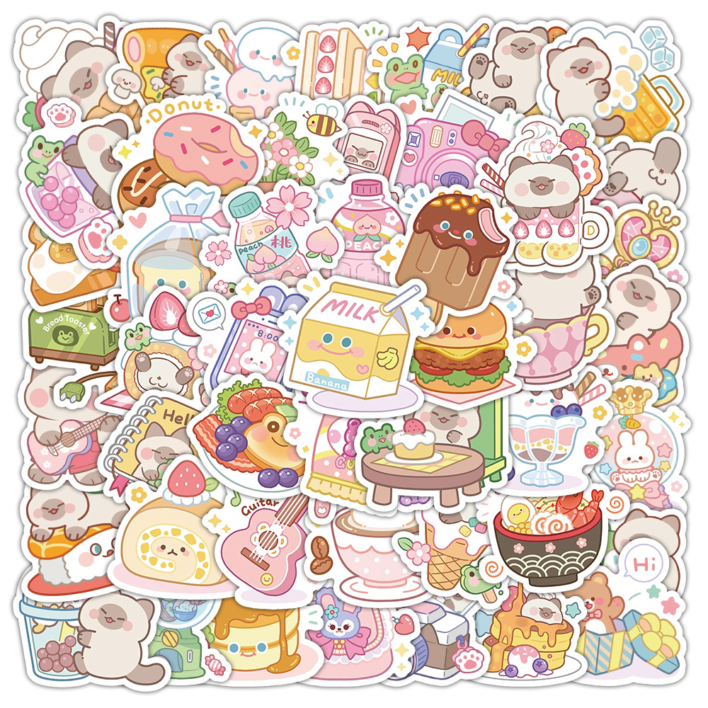 50g Weight 1 Set Cartoon Learning School Pp Synthetic Paper Adhesive Sticker Cartoon Style Cute Stickers