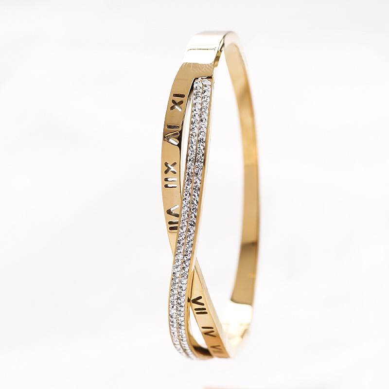 交叉钛钢罗马手镯