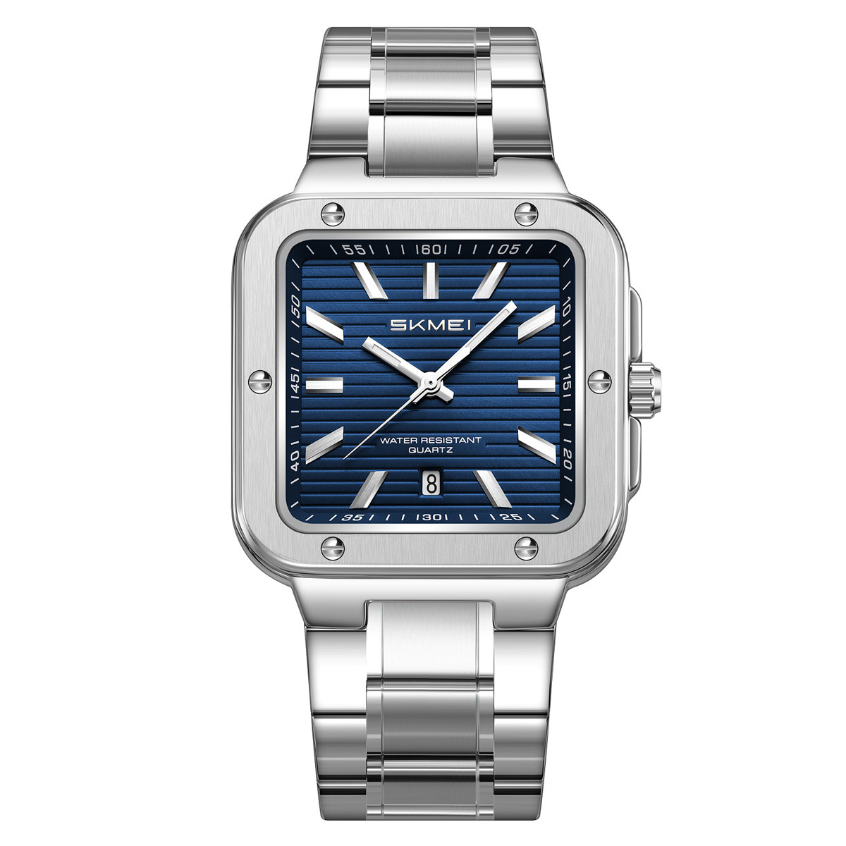 Momento de acero inoxidable cuadrado relojes de cuarzo calendario impermeable para hombres relojes de negocios comercio exterior personalizado spot transfronterizo