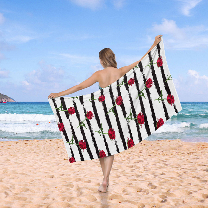 Amazon de doble cara de terciopelo absorbente de secado rápido Toalla de playa microfibra yoga deportes toalla al por mayor natación playa