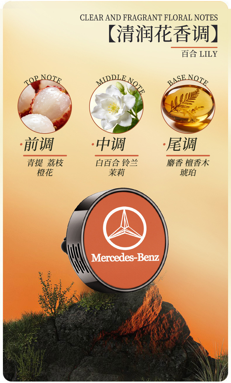 Suitable for Mercedes-Benz car air fresheners, car vent perfume, C260L, E300L, A200, GLC, in-car fragrance