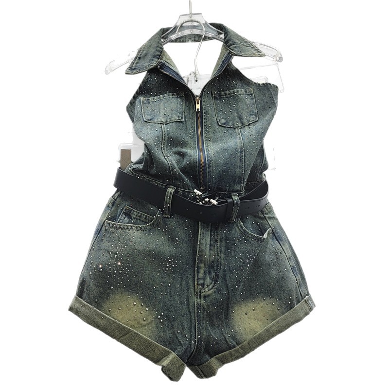 Pure Hot Girl Colgar Jeans Women2026 primavera y verano nuevo delgado versátil caliente diamante A pantalones cortos de piernas anchas