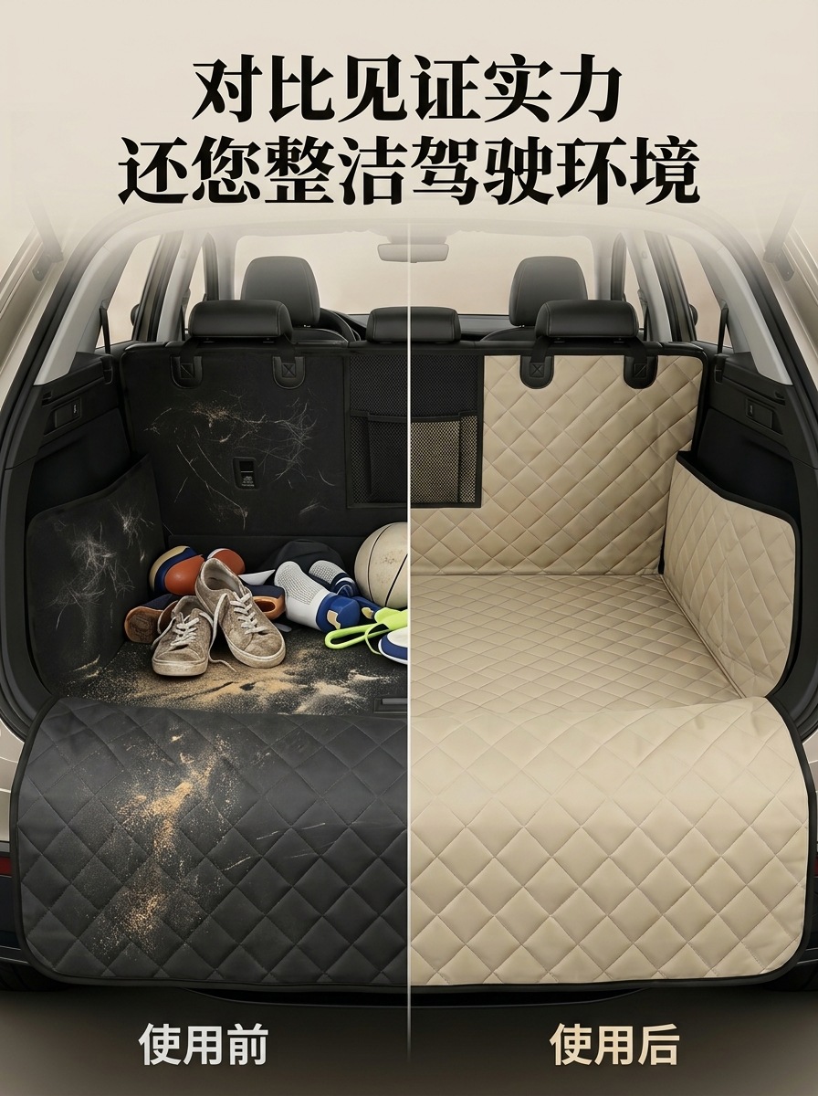 Car pet mat made of Oxford fabric, waterproof, dirt-resistant, non-slip, anti-stain, portable and easy to store, universal trunk mat for various car models
