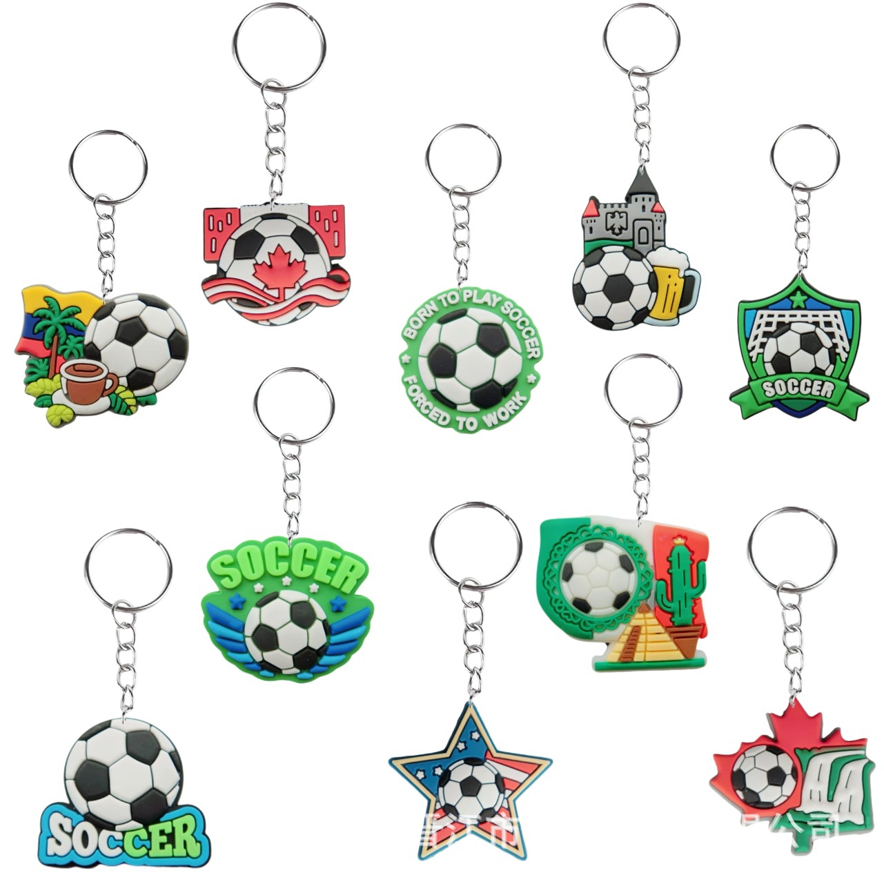 New Football Pvc Soft Rubber Keychain Small Pendant Luggage Key Chain Free DIY Small Gift Pendant Wholesale
