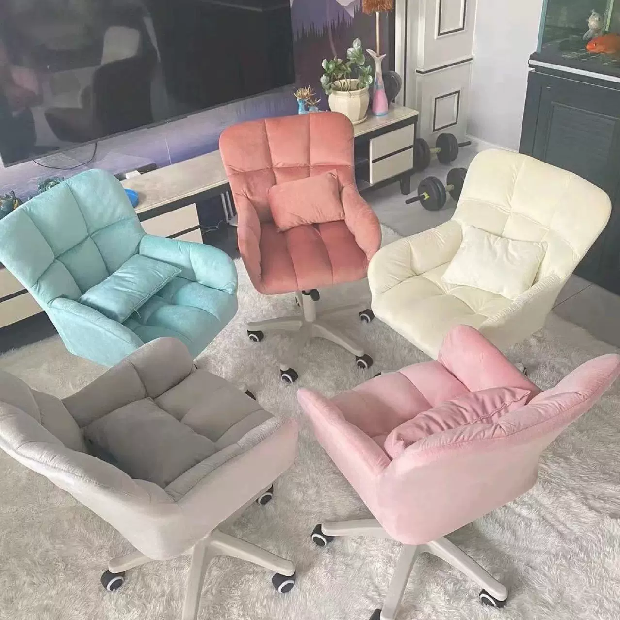 电脑网红舒适久坐椅子宿舍化妆大学生学习主播靠背椅寝室懒人转椅