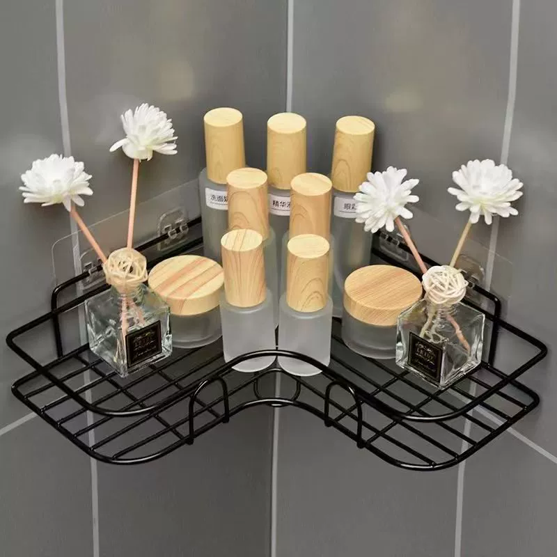 Corner Bathroom Shelf, Wall-Mounted Triangle Rack, Metal Wire Storage, Multiple Sizes