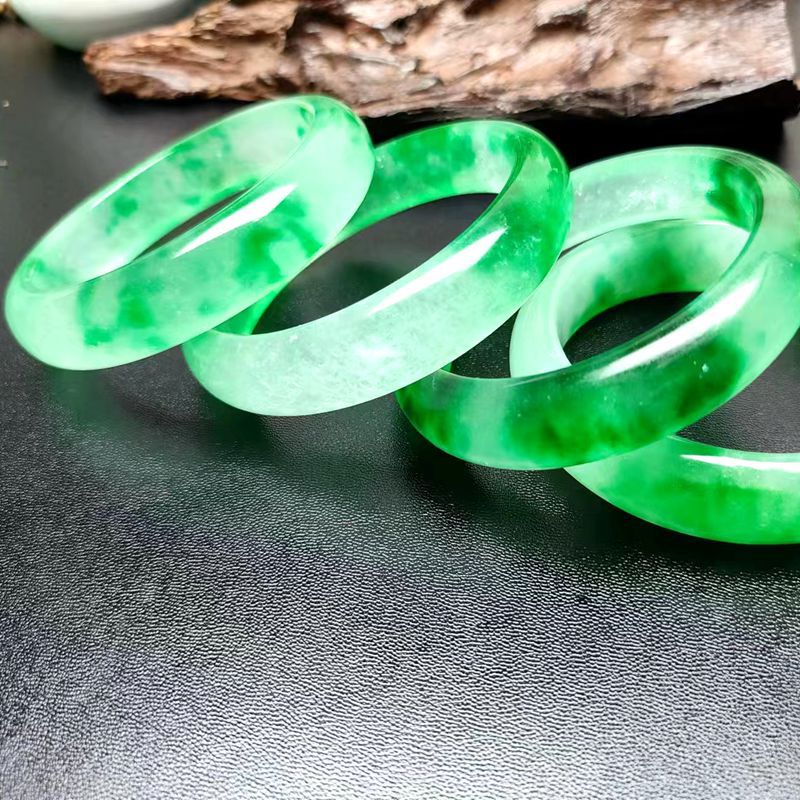 바산 옥 팔찌 B급 팔찌 석영암 옥 떠다니는 꽃 옥 팔찌 콩 녹색 오일 투명 바산 옥 두롱 옥