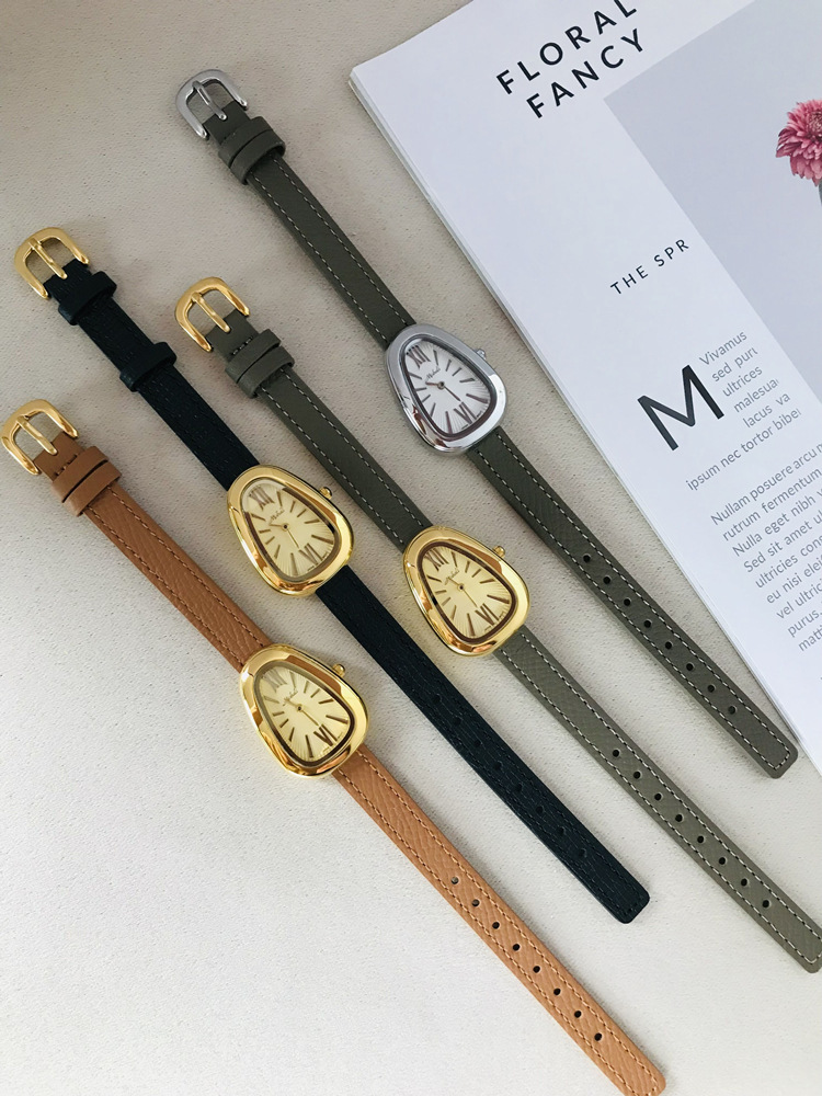 110g Weight Tempered Glass Mirror Material Genuine Leather Strap Material Watch Classification Pointer Display Type Buckle Buckle Style Oval Dial Shape Casual, Holiday Occasion Quartz Movement Solid Color Pattern All Seasons Season Women's Gender Vintage Style, Classic Style Style Vintage Style Classic Style Solid Color Buckle Quartz Watch Women's Watches 无