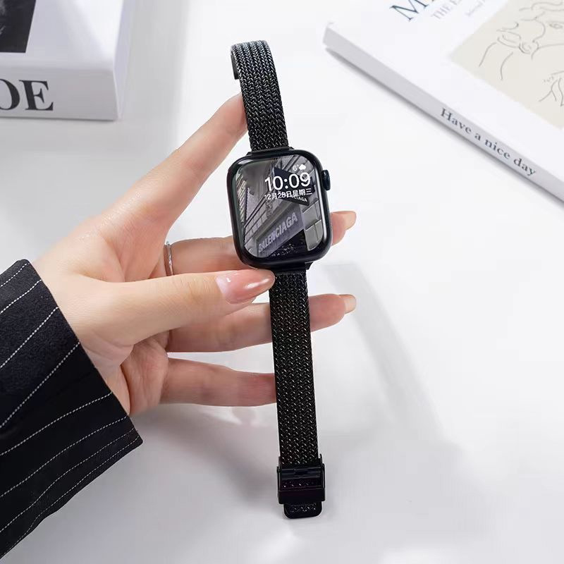 Black - wheat ear slim 14mm [buckle] / Single watch strap [no accessories]