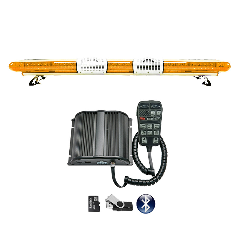 LED roof-mounted long-bar warning light red and blue strobe light 1.66m + dual speakers + Bluetooth MP3 siren 286R9
