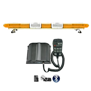 LED roof-mounted long-bar warning light red and blue strobe light 1.66m + dual speakers + Bluetooth MP3 siren 286R9