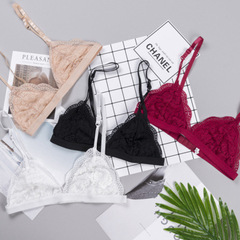 Wire-free push-up bra set with comfortable and sexy lace for small-breasted young women