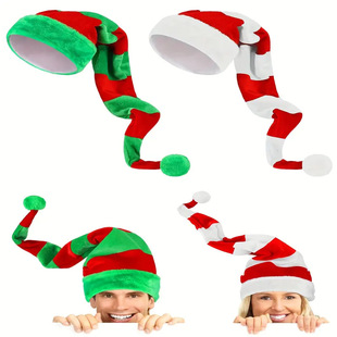 Christmas Striped Christmas Hat Green Christmas Hat Red and White Striped Extended Christmas Hat Christmas Nightcap in Stock