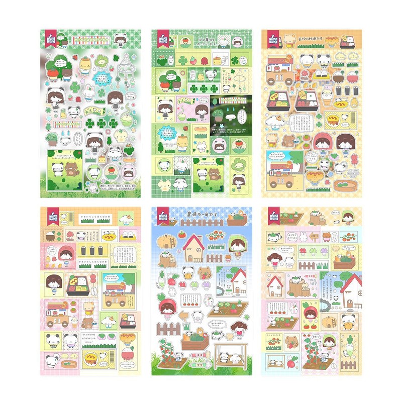 落書きかわいいハンドブックステッカーかわいい設定コラージュ装飾 DIY 古代キャラクター四つ葉のクローバー Wowakawa|undefined
