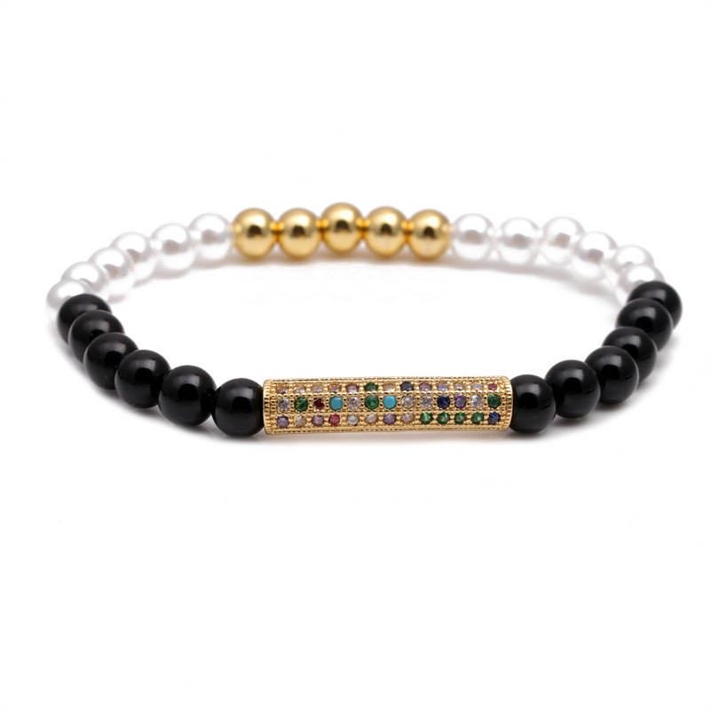 El Comercio exterior transfronterizo europeo y americano colorido circón codo pulsera de cuentas de piedra esmerilada de piedra de ojo de tigre DIY pulsera de cuentas