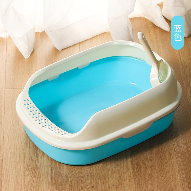 Lavabo de arena para gatos, inodoro para gatos semicerrado de gran tamaño, cerca alta, palangana de heces para gatos, palangana de arena para gatos, suministros para mascotas para gatos