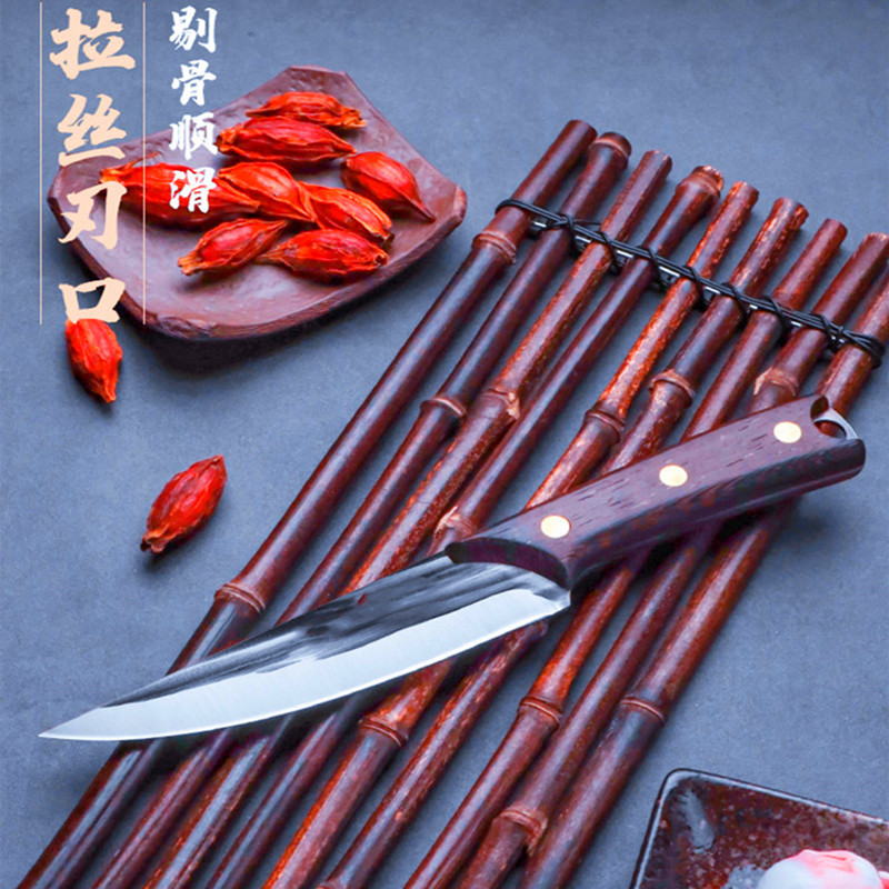 家用锻打不锈钢分割屠宰刀剔骨刀多功能吃肉刀木柄商用切肉水果刀