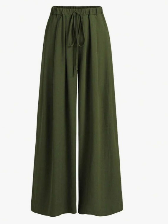 Amazon Independent Station Europe and America Cross-border Foreign Trade Spring and Summer New Women's Fashion Casual High Waist Solid Color Trousers