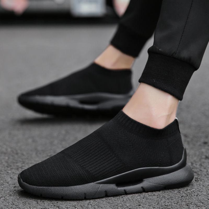 Men's tennis shoes, summer breathable, sports and casual socks, all black, fitness size, one kick_voghion.com